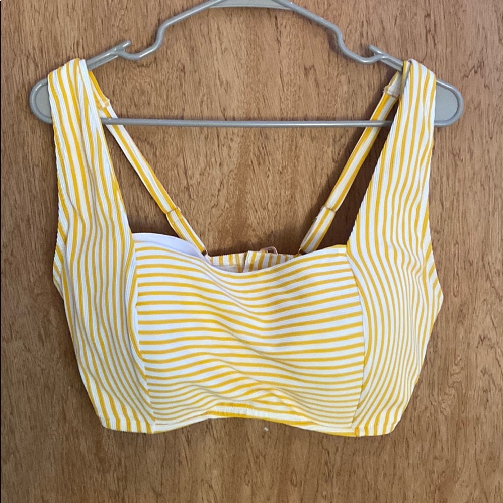 Yellow Striped Bikini Top